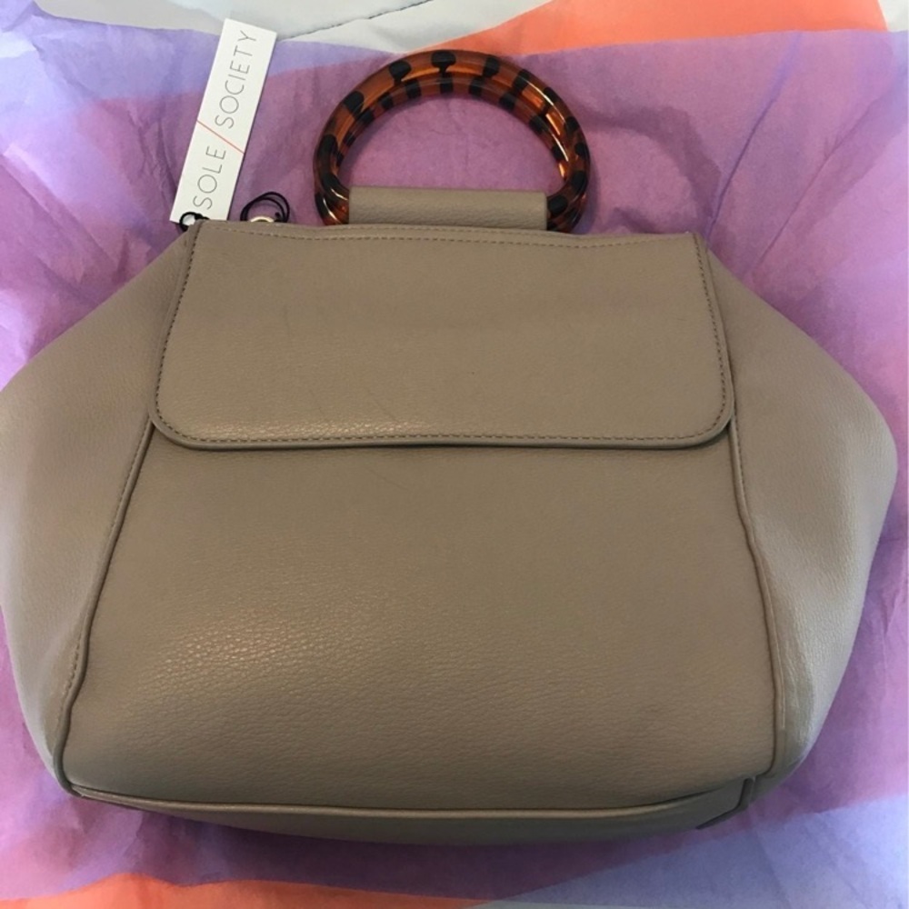 Sole Society Tan Handbag with Tortoise Handle